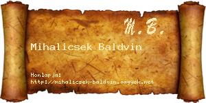 Mihalicsek Baldvin névjegykártya